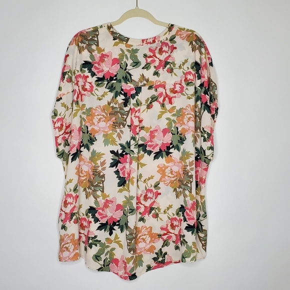 Torrid Floral Cap Sleeve Blouse Size 3X Zip Front Lightweight Top Feminine Flowy - Picture 4 of 10